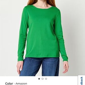 St. John's Bay Womens Crew Neck Long Sleeve T-Shirt Size Large